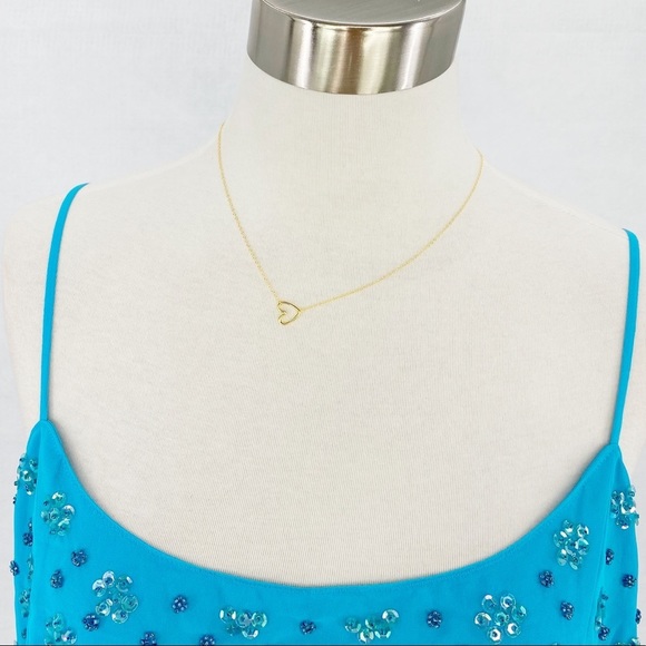 Open Heart Repositionable Pendant Gold Plated Chain Necklace 17" - Picture 2 of 7